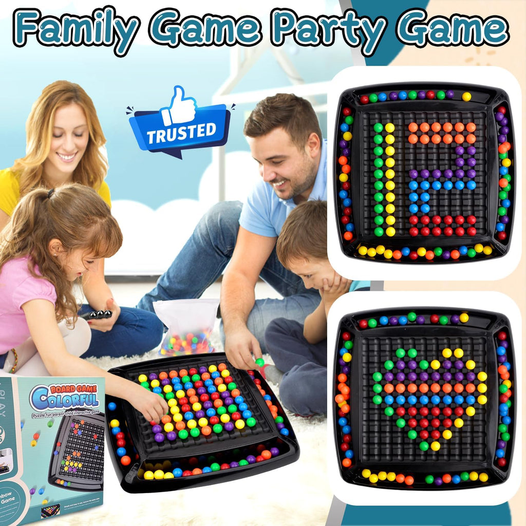 Intellectual Chess Board Game, Chess Elimination Board Game, 120 Pieces Rainbow Color Beads Board Game Interactive Strategy Board Game for Children and Adults