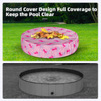Ladadee Foldable Dog Pool Cover – Waterproof Round Pet Dog Kiddie Bath Tub Lid Cover, Fit for 32/48/63 Inch Pools, Outdoor Portable Puppy Pool Accessories with Drawstring