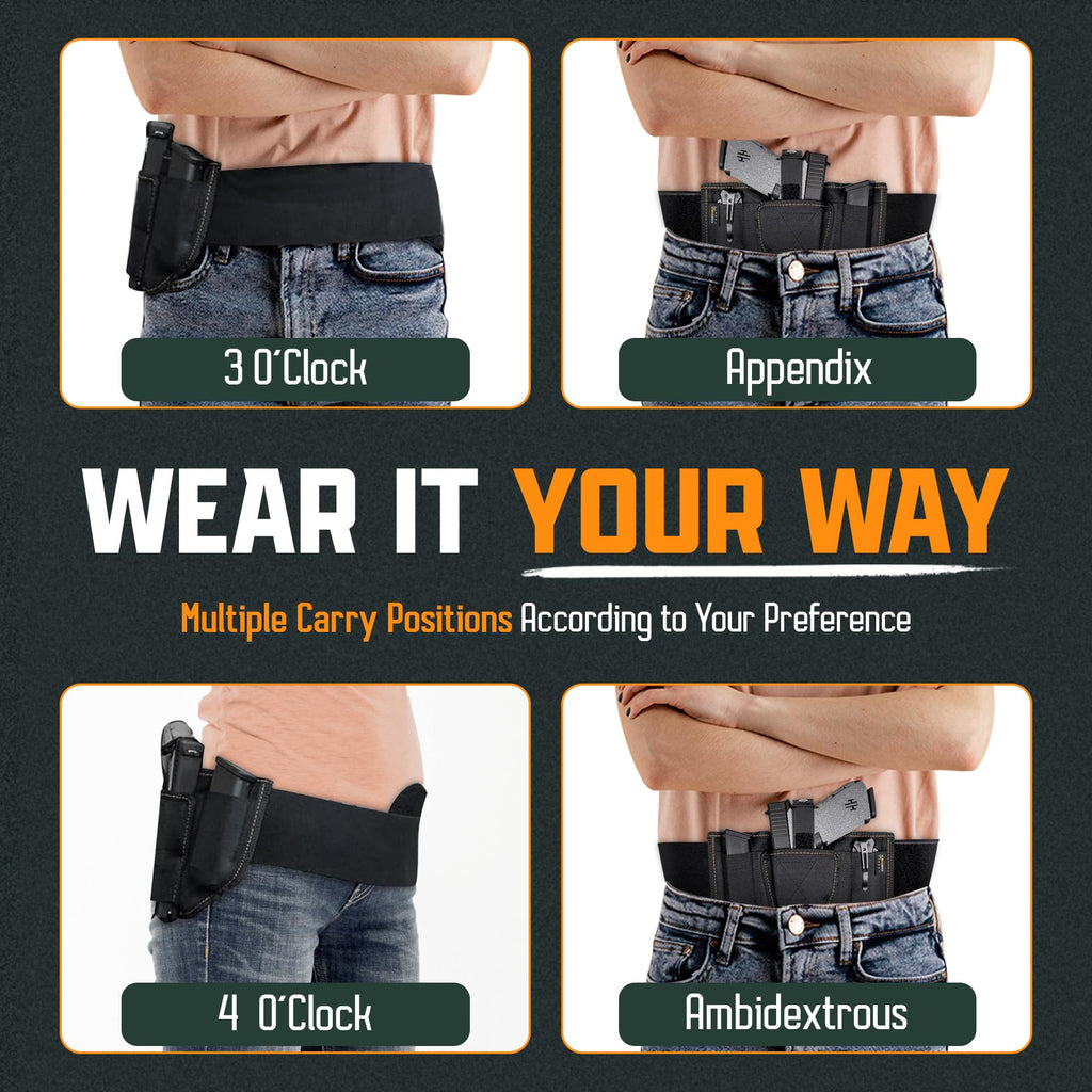 VNSH Gun Holster for Women – Comfortable Waistband for Concealed Carry | IWB Belly Band with Built-in Double Mag Pouch