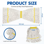 KULED Heavy Duty Industrial Mop with 2 Heads, 59" Handle for Floor Cleaning