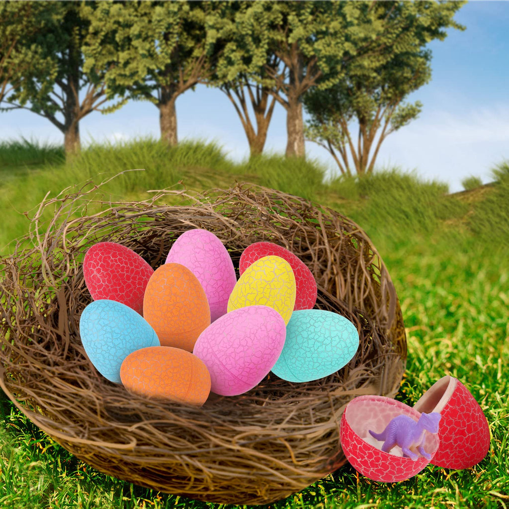 12 Dinosaur Eggs Toys, Surprise Pack with 12 Unique Dinosaur Figures,Goodie Bag Stuffers,Pinata fillers, Easter Eggs dongcoh,Carnival Prizes Treasure Box Christmas Stocking Stuffers Treasure Box