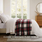 EverGrace Chenille Christmas Throw Blanket, 50"x60", White Stewart Plaid