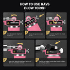 RAVS Butane Torch, Kitchen Torch Lighter for Creme Brulee with Adjustable Flame, Cooking Torch for Baking, BBQ, Desserts, Metal Mini Torch with Safety Buckle, Pink (Butane Not Included)