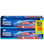 Gallon Freezer Bags, Double Zipper Seal - 100 Count, Thick Resealable Plastic storage Bags - Reusable Gallon Storage Bags for Food Storage, Meat, Vegetables, Fruit - Microwave-Safe, Zero BPA - 2 Boxes