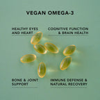AMANDEAN Vegan Omega 3 Supplement. Premium Fish Oil Alternative. Algae DHA & EPA. Carrageenan Free Softgels. Algal Essential Fatty Acids. Plant Based Heart, Brain, Eye, Skin, Immune Support. (60ct)