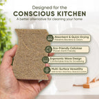 Plant-Based Kitchen Sponges (24 Pack) | FSC-Certified & PETA Approved | Natural Cellulose & Coconut Blend Scrubber Dish Sponges for Kitchen | S-Shaped Design | Eco-Friendly, Non-Scratch & Non-Toxic