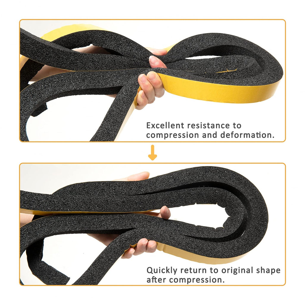 YoleShy Window Air Conditioner Foam Tape 2 Pcs 1 Inch Wide x 1 Inch Thick Weather Stripping Door Seal Strip for Insulation, Weatherstrip, Gap Blocker,Total 13 Feet Long(6.5ft x 2 Rolls)