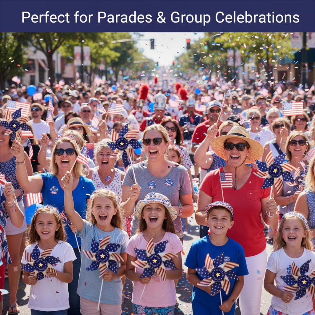 250th Anniversary USA Freedom Wind Spinners, Patriotic Pinwheels Red White Blue Decor for 4th of July Memorial Day Yard Lawn Parade Party, 12Pcs America 250 Decorations 1776-2026