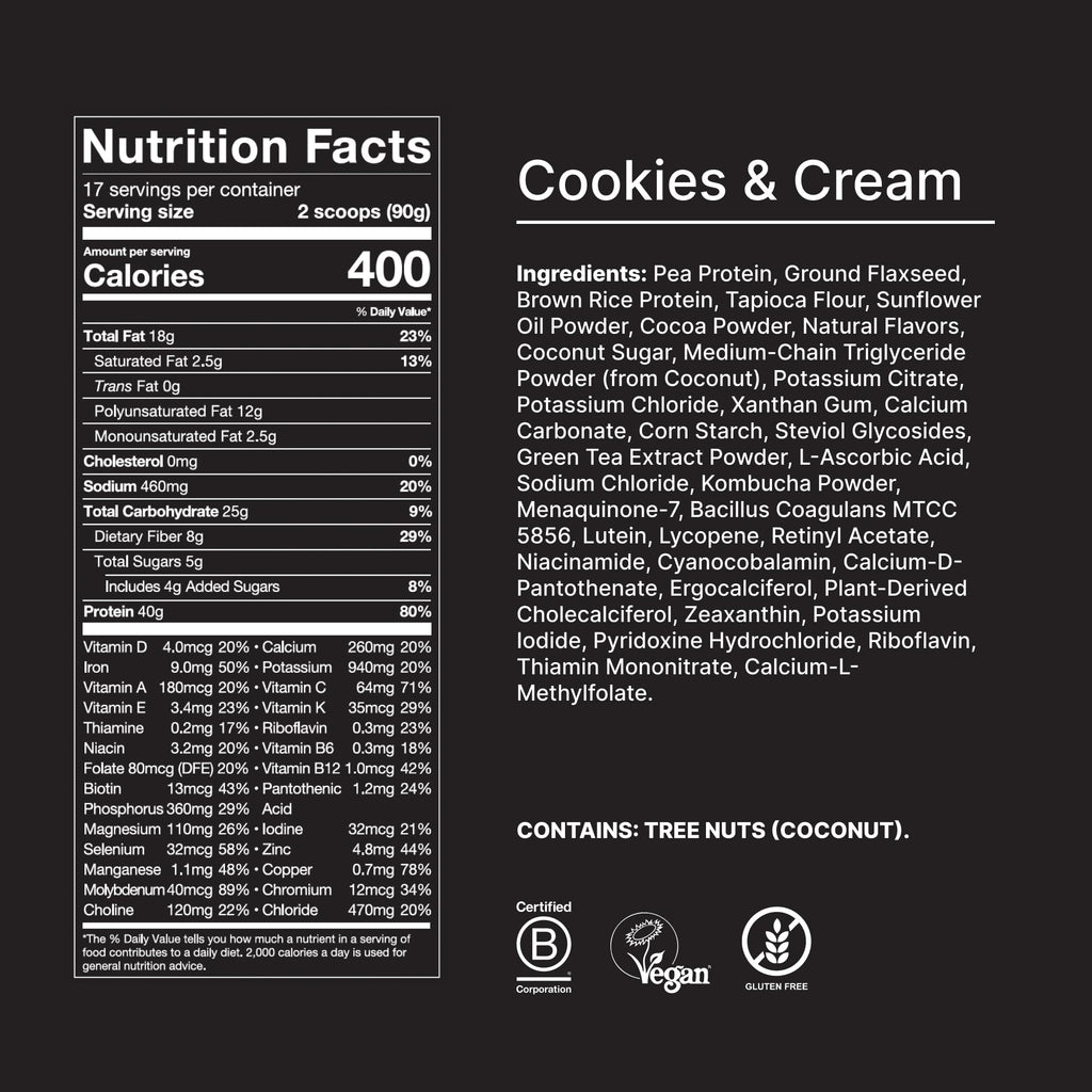Huel Black Edition | Cookies and Cream 40g Vegan Protein Powder | Nutritionally Complete Meal Replacement | 27 Vitamins and Minerals, Gluten Free | 17 Servings