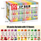 AZEN 50 Pack Lip Balm, Natural Lip Balm Bulk, Lip Care Product, Moisturizing Lip Balms for dry cracked lips, Valentines Gifts Easter Basket Stuffers - 12 Flavors