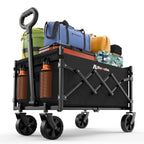 Blomoba Folding Wagon Cart with Wheels, 220lbs Utility Wagon Cart, Black