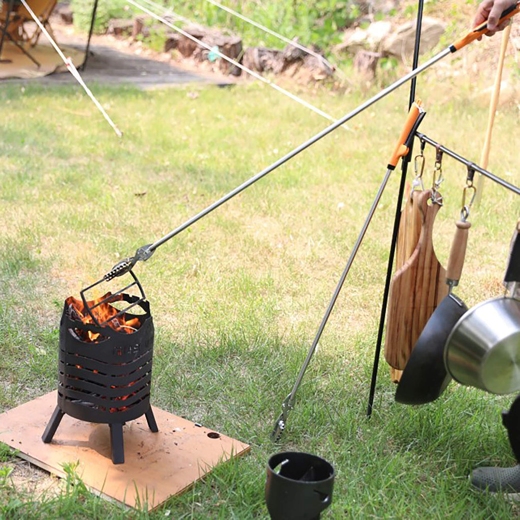 FTH All Stainless Steel Grabber Reacher Pickup Tool Heavy Duty Trash Picker Log BBQ Fireplace pits Snake Tongs