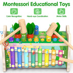 Amtreen 6-in-1 Wooden Montessori Toys for 1 2 3 Year Old, Mole-Tapping Game