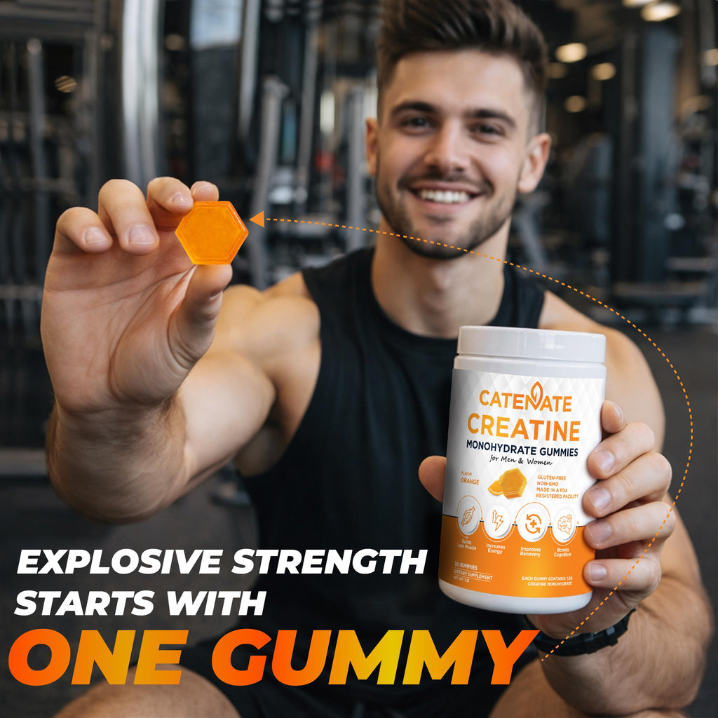 CATENATE Creatine Gummies for Women & Men, 4500MG Creatine Monohydrate Gummies, Great Taste, Muscle Strength, Endurance & Recovery Support, Vegan, Gluten-Free, Non-GMO, 90 Count (Orange)