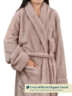 PAVILIA Premium Womens Plush Soft Robe, Sherpa Bathrobe, S/M Taupe