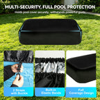 Rectangle Inflatable Pool Cover, Fits 120" L x 72" W Blow Up Pool Cover with Elastic Edge and 2 Buckle Straps, Thickened Waterproof Oxford Inflatable Pool Cover for Above Ground Pool 10'x 6'