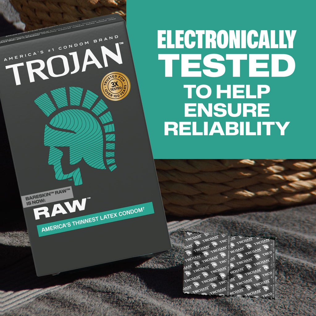 Trojan Raw Thin Latex Condoms for Men, 24 Count