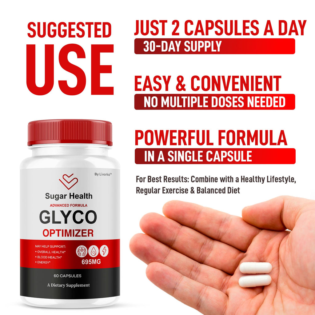 SugarHealth Glyco Optimizer - Official SugarHealthy Premium Supplement Pills, All Natural SugarHealth Advanced Formula Glyco Support Wellness & Overal Health Review, 60 Capsules for 1 Month