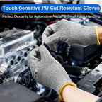 Dowellife Cut Resistant Work Gloves for Men & Women - ANSI A5 & EN388 Level 4, Breathable PU Coated, Grey Non-Marking - for Gardening, Fishing, Automotive, Construction, Wood Carving (Medium, Grey)