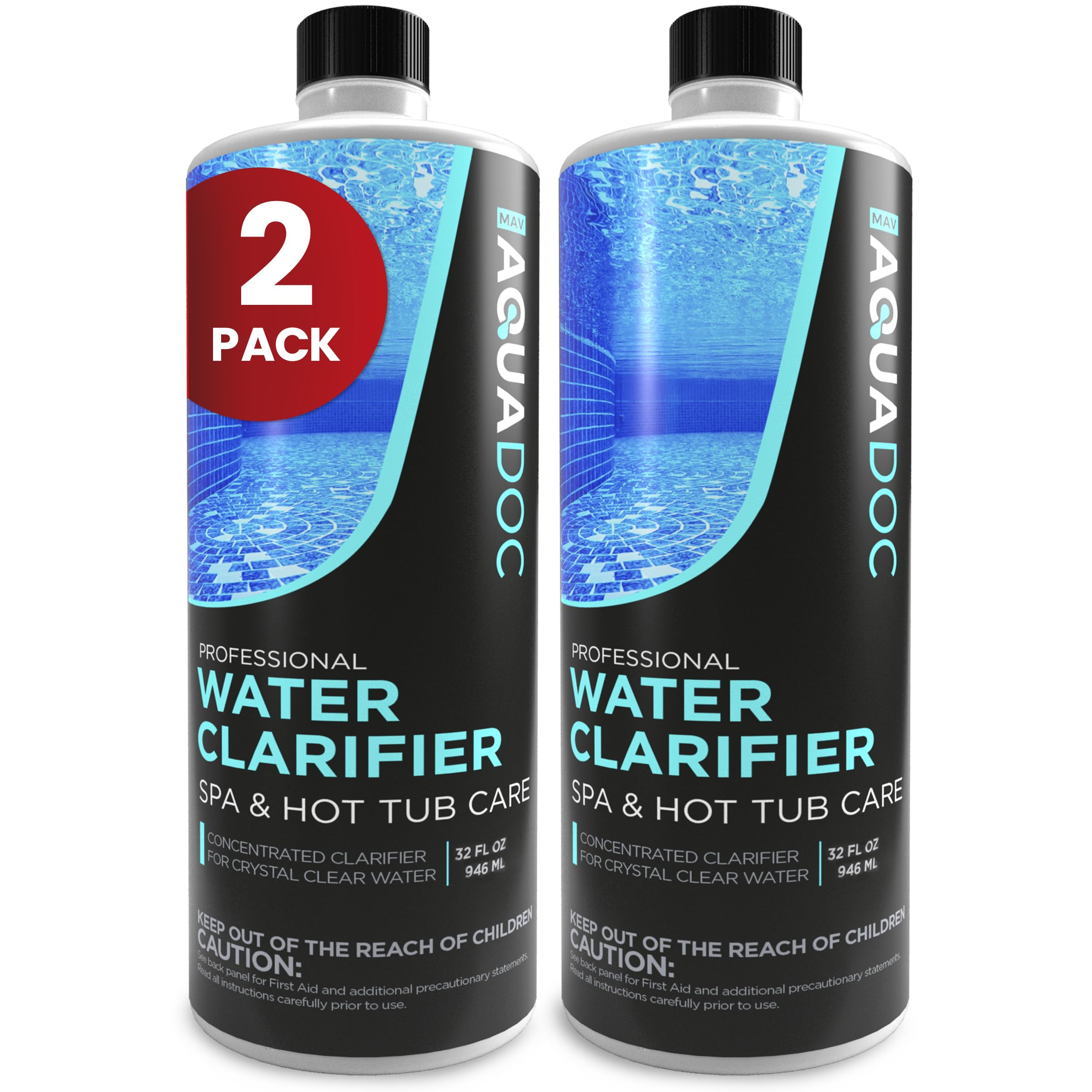 MAV AquaDoc Spa Clarifier & Hot Tub Clarifier for Fast Acting Cloudy Water Treatment - The Spa Clarifier Hot Tub Owners Love - 32 oz (2-Pack)