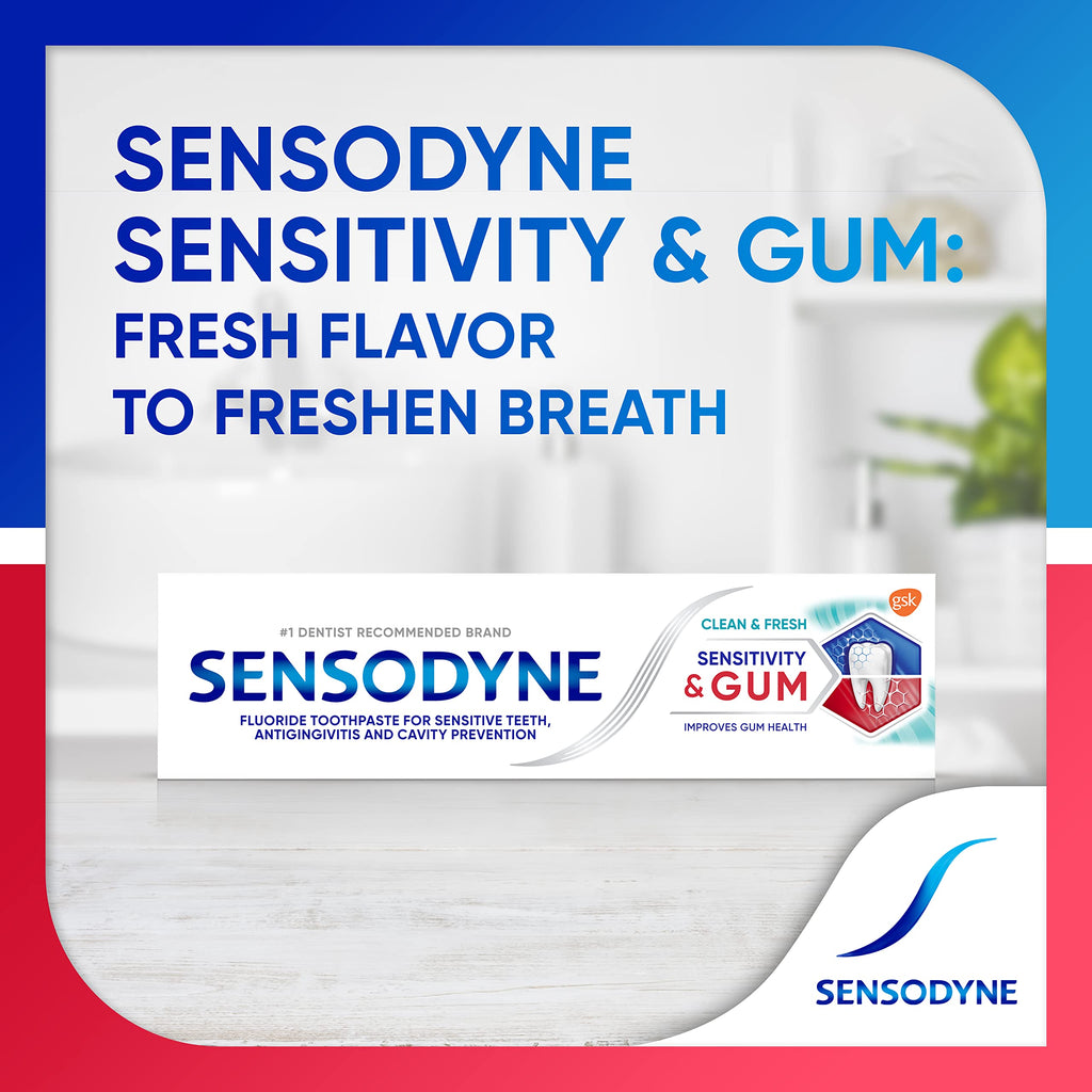 Sensodyne Sensitivity & Gum Sensitive Toothpaste for Gingivitis, Sensitive Teeth Treatment, Clean & Fresh - 3.4 oz (pack of 4)