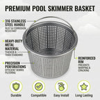 LVACODV Aluminum Pool Skimmer Basket Replacement for Pentair U-3 & Hayward SP1070/SPX1070E, 8-1/8" Top OD x 6.5" Bottom Dia x 5.5" H, 316 Stainless Steel Handle