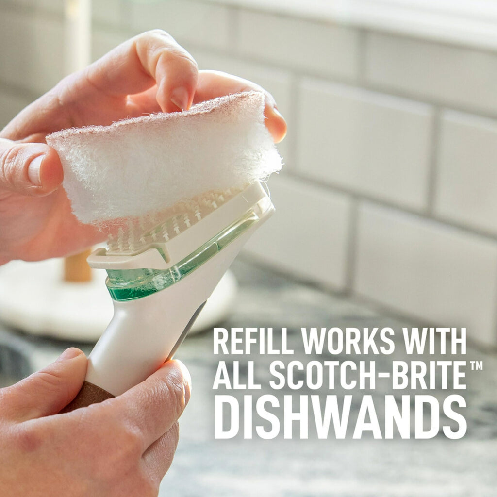 Scotch-Brite Greener Clean Non-Scratch Dishwand Refill, 14 Dish Wand Sponge Refills, Best for Nonstick Pots and Pans, Glass, Tubs & Showers, Fits All Scotch Brite Dishwands