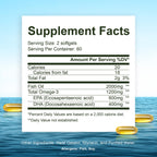 Noor Vitamins Halal Fish Oil, Halal Vitamins, Ultra Omega 3 Wild Peruvian Fish (800 mg EPA & 400 mg DHA) Heart, Brain & Joint Support, Non-GMO and Gluten Free (120 Count)