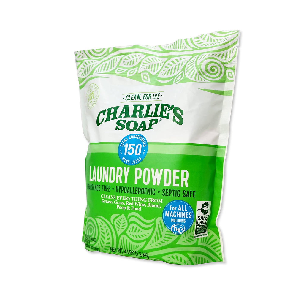 Charlie’s Soap Laundry Powder Detergent (150 Loads, 1 Pack) Fragrance Free Hypoallergenic Deep Cleaning Laundry Detergent Powder – Residue Free, HE Compatible, Septic Safe