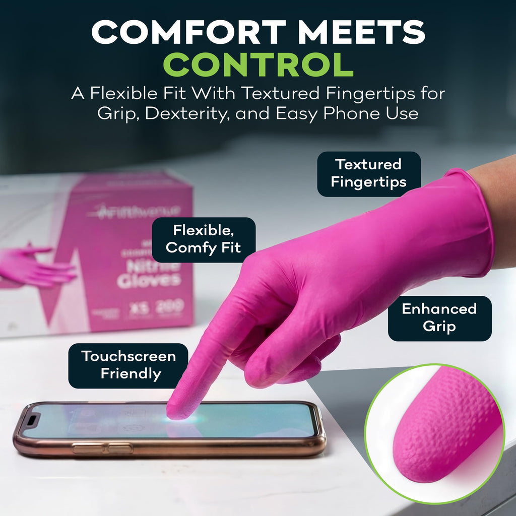 Fuchsia Hot Pink Nitrile Disposable Gloves - 50 Count - 3 Mil Nitrile Gloves Medium - Powder and Latex Free Rubber Gloves - Surgical Medical Exam Gloves - Food Safe Cooking Gloves