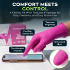 Fuchsia Hot Pink Nitrile Disposable Gloves - 50 Count - 3 Mil Nitrile Gloves Medium - Powder and Latex Free Rubber Gloves - Surgical Medical Exam Gloves - Food Safe Cooking Gloves