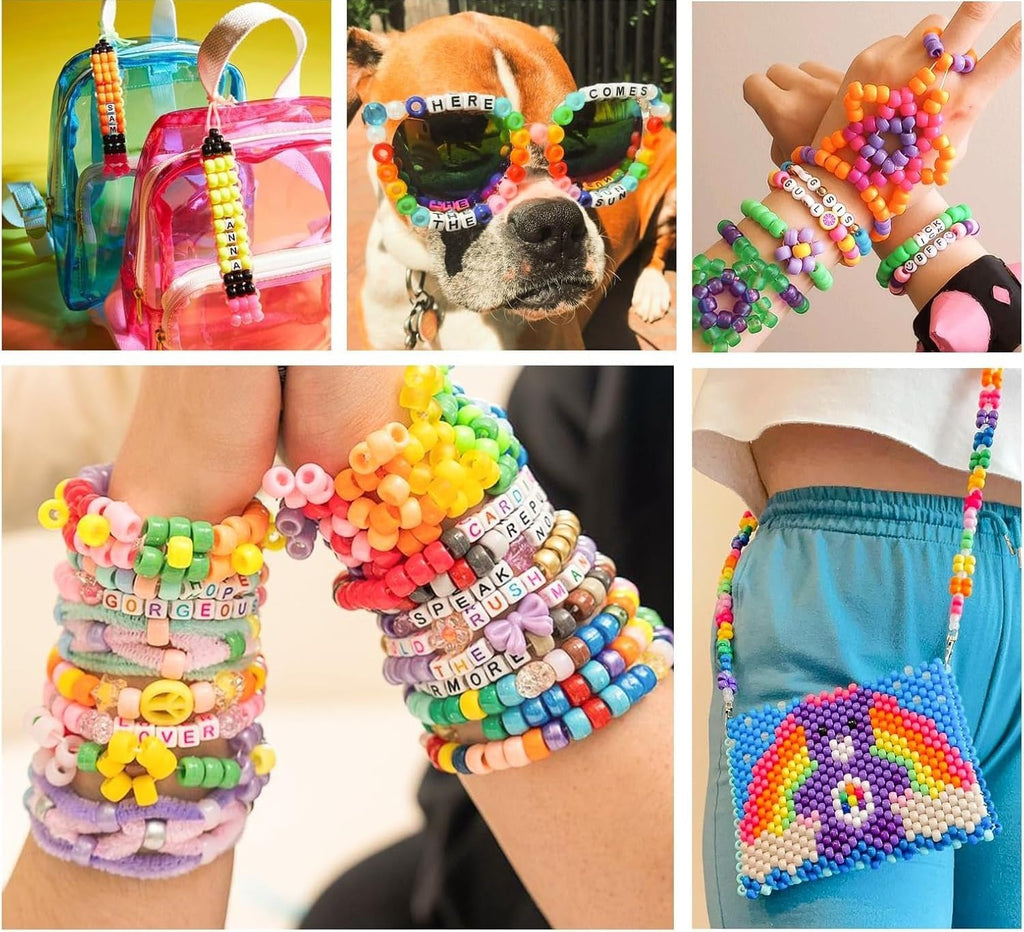 5 Boxes Bracelet Making Kit Pony Beads, 96 Colors Kandi Beads for Bracelets