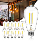 DAYBETTER 12 Pack Vintage LED Edison Bulbs, E26 Led Bulb 60W Equivalent, Dimmable Led Light Bulbs, High Brightness 800 LM Warm White 2700K, ST58 Antique Filament Bulbs, Clear Glass Style for Home