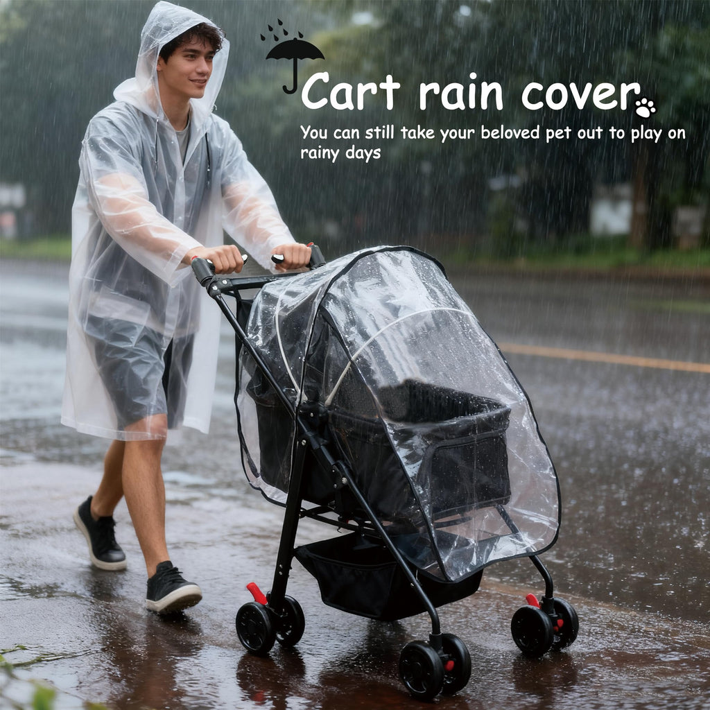 XL Extra-Large Pet Stroller, Running&Travel Pet Cart with Weather Cover, Cat&Dog Stroller for Large/Medium/Small Pets, Outdoor Pet Supplies 16.1"(D) 28"(W) 38.6"(H)