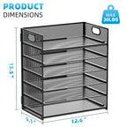 Marbrasse 6 Tier Paper Organizer Letter Tray - Mesh Desk File Organizer with Handle, Paper Sorter Organizer for Letter/A4 Office File Folder Holder - Black