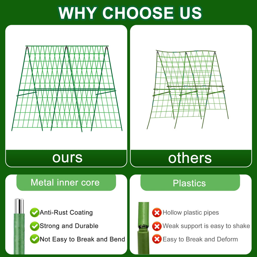 48 x 48 Inch Foldable Cucumber Trellis for Raised Bed- A-Frame Garden Trellis for Climbing Plant Outdoor with Climbing Net and Plant Support Clip for Outdoor Plants Zucchini Vegetables Tomato Flowers