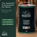 Rubio Monocoat Raw Wood Cleaner, 5,000 ft² | Preparatory Cleaning for Wood Surfaces | Removes Dust After Sanding & Vacuuming | Use Before Finishing with Oil Plus 2C | 5 Liters
