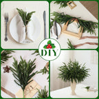 Juxdp 20 Pcs Real Touch Norfolk Pine Branches, Artificial Christmas Green Plants Branch Faux Greenery Stem Fake Pine Picks for Vase DIY Crafts Garland Wreath Xmas Indoor Outdoor Decor(18 Inches)