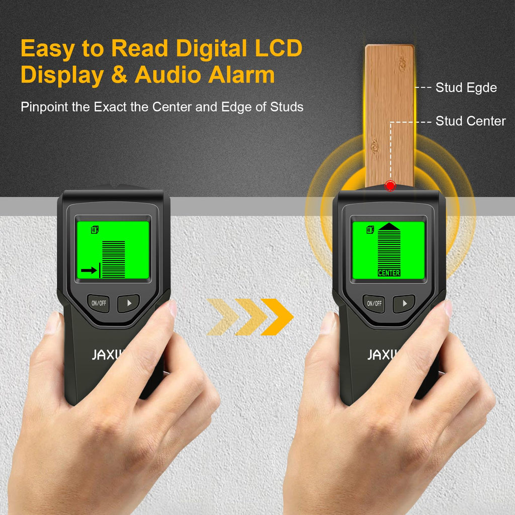 Stud Finder Wall Scanner - 5 in 1 Stud Finder Tool w/Smart Chip and HD LCD Display, Stud Detector Beam Finders for the Center and Edge of Wood AC Wire Metal Studs Joist Pipe (‎Bark)