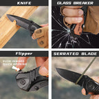 Gifts for Men Dad Him Fathers Day, Anniversary Birthday Gifts ideas for Boyfriend Husband, Engraved Pocket Knife, Wooden Handle Folding Knife with Wood Box, Unique Outdoor Camping Hunting Fishing Tool