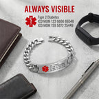 Custom Engraved Medical Alert Bracelet for Men and Women, Titanium Steel