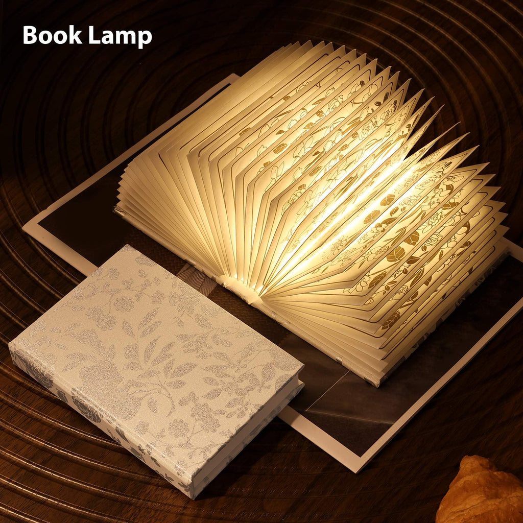 ZBOLE Book Lover Gift, Folding Book Lamp Decor, Portable Print Book Light