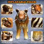 Jet Creations 40" Long Inflatable Tiger Toy, Orange-Yellow with Black Stripes, Realistic Jungle Animal Figure, Home Decor, Photo Prop, Thanksgiving Christmas Winter,Wildlife Safari Theme, 1 pc