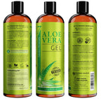 Seven Minerals Organic Aloe Vera Gel from freshly cut 100% Pure Aloe - Big 12oz - HighestQuality, Texas grown, Vegan, Unscented - For Face, Skin, Hair, Sunburn relief