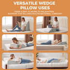 BIEEZZK Leg Pillow Elevation Blood Circulation, Leg Elevating Pillows for After Surgery, Sleeping, Memory Foam Wedge Pillow for Legs Swelling, Foot Knee Pillow for Back Pain, 23.6×16.8×8in, White/Grey