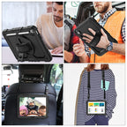SEYMAC stock Case for iPad (A16) 11th/10th Generation 11''/10.9'' 2025/2022, Full-Body Drop Protection Case with Screen Protector &360° Rotate Hand Strap/Stand, Black