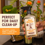 Aunt Fannie's Granite and Stone Cleaner, Plant Based Daily Countertop Spray for Marble, Soapstone, Quartz, Slate, Laminate, and other Sealed Stone, Bright Lemon Scent, Pack of 6