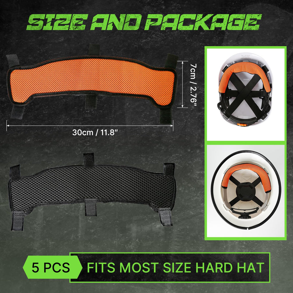 Aolamegs Hard Hat Sweatband - 5pcs Washable Hard Hats Sweat Bands,Flame Retardant Cotton Construction Hardhat Liners for Men,3-Layer Welding Helmet Sweatband,Hard Hat Accessories for Welding Headgear