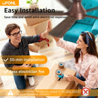 OPONL 52 Inch Ceiling Fans with Light, Brown Ceiling Fan with Light and Remote Control, 6CCT, Dimmable LED, Noiseless DC Reversible Motor, Flush Mount, Low Profile Ceiling Fan for Indoor/Outdoor Use
