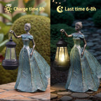 Sheaifun Fairy Garden Statue Solar Garden Decor Resin Fairy Statue with Lights Angel Fairy Decor Outdoor Yard Statues Gardening Gifts for Women 9.5x5.5x11.5 Inch